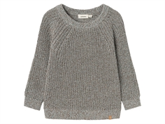 Lil Atelier sky gray pullover striktrøje bomuld